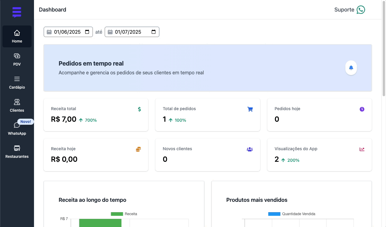 Chatbot IA do VamoPedir atendendo clientes automaticamente